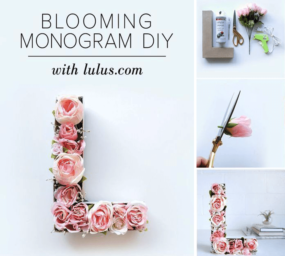 SILK FLOWERS AND MONOGRAM LETTERS