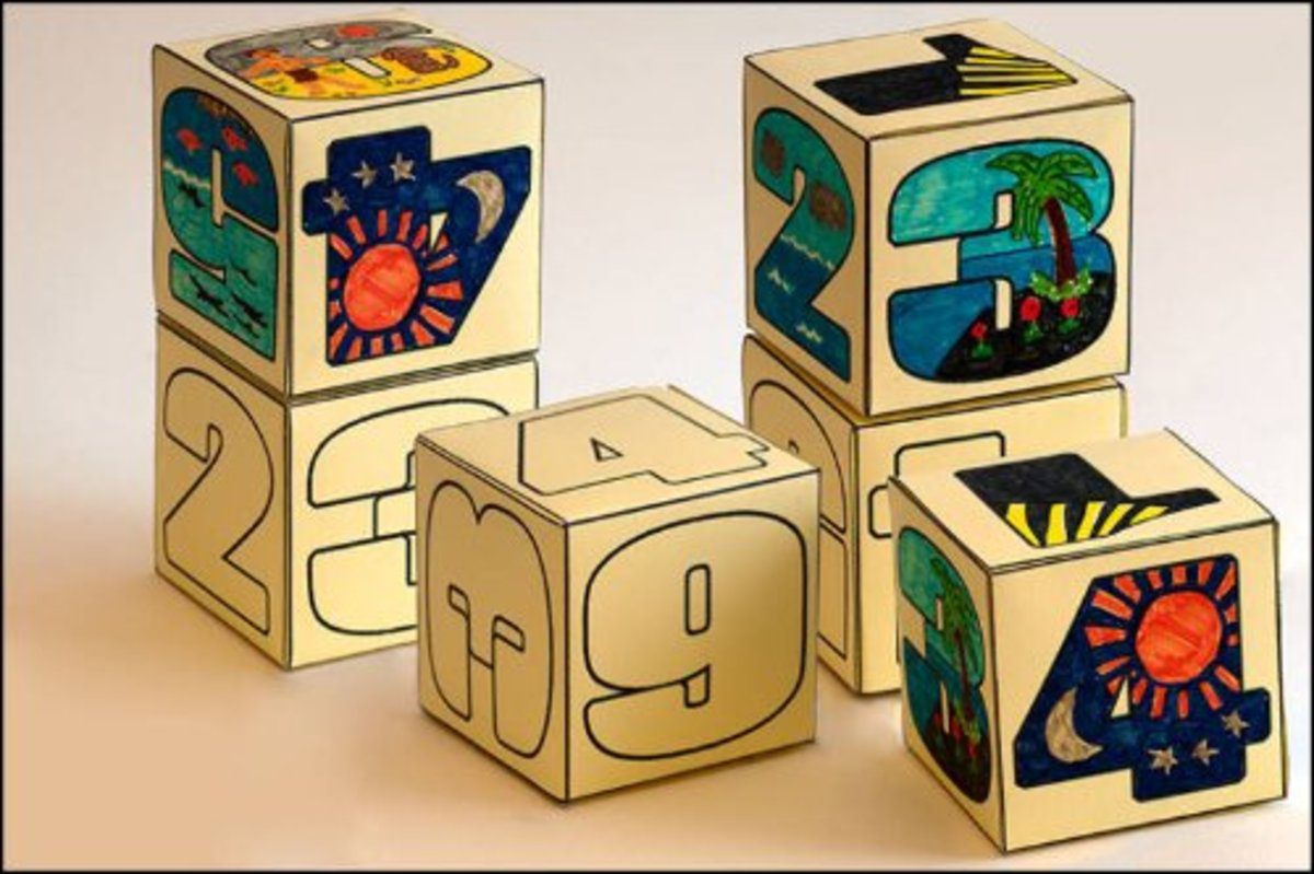Number/Letter Blocks: Stensils, blocks, and markers.
